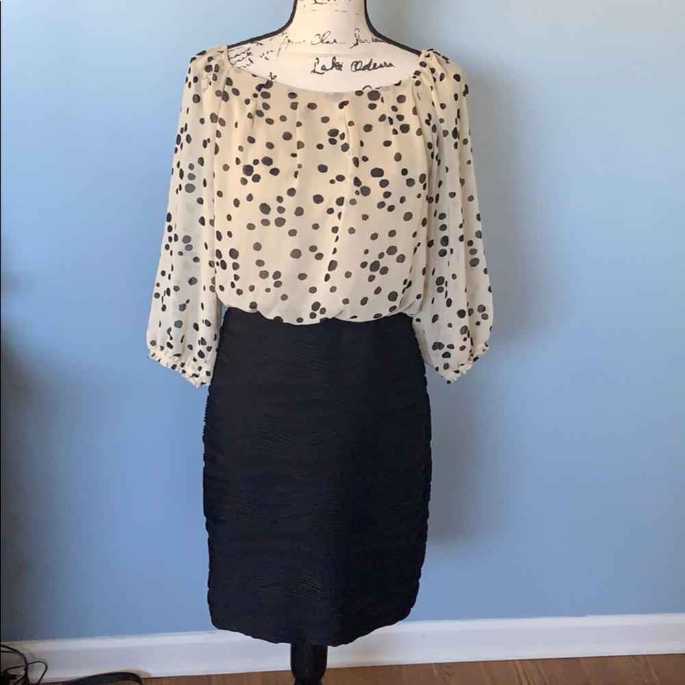 GABBY SKYE size 8 black & tan one piece dress